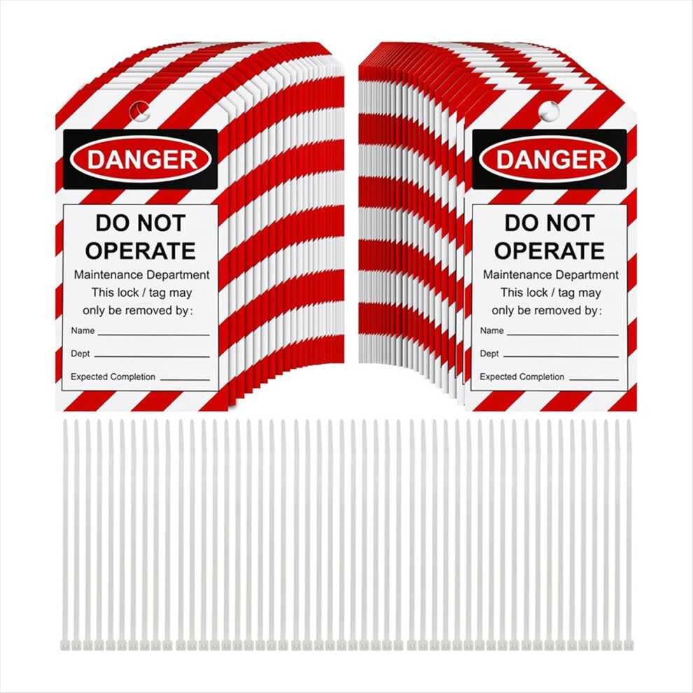 50Pcs Lockout Tagout Tags Do Not Operate Lables With 50 Zip Ties For Out Of Service Machine Maintenance 4853066982195