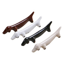 Ceramic Dachshund Chopstick Rest Set 4pcs, Cute Dog Utensil Holder for Dining Table, Japanese Style