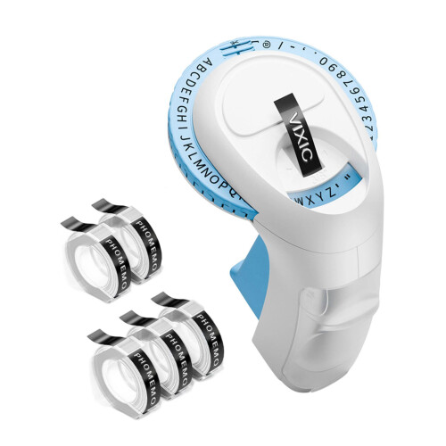 Handheld handmatige labelmaker E975-Blauw met 6 rollen