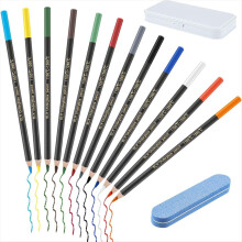 Conjunto de 12 lápis de cor para cerâmica com estojo e borracha para decoração e criação de obras de arte em cerâmica.