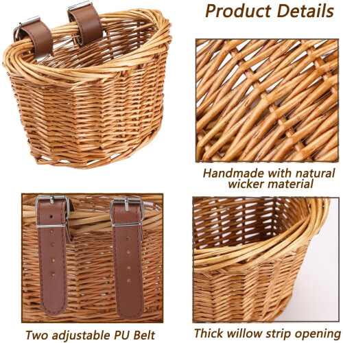 Removable Bicycle Basket for Handlebars  HandWoven Small Basket for ,  and   Front Mountable  Rattan 2