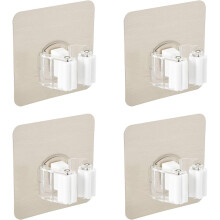 Mop & Broom Organizer: Stainless Steel Wall Mounted Storage, Heavy Duty Self Adhesive Rack For Kitchen Bathroom Garden, Non-Slip, Easy Installatio