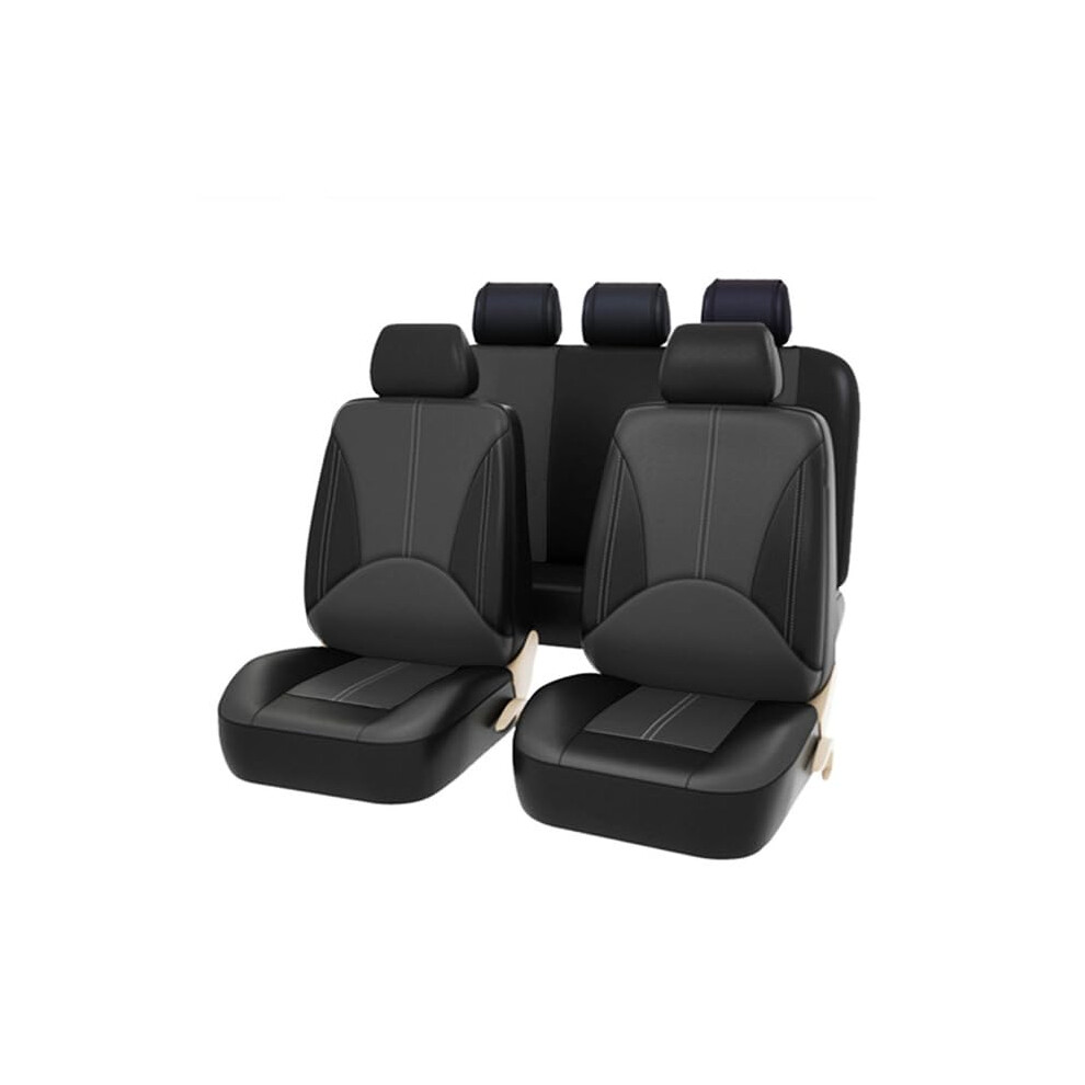 Car Leather Seat Covers For Honda Crv 20022006 9Piece Allweather Breathable Protectors Waterproof Nonslip Black/Gray 9119770804785