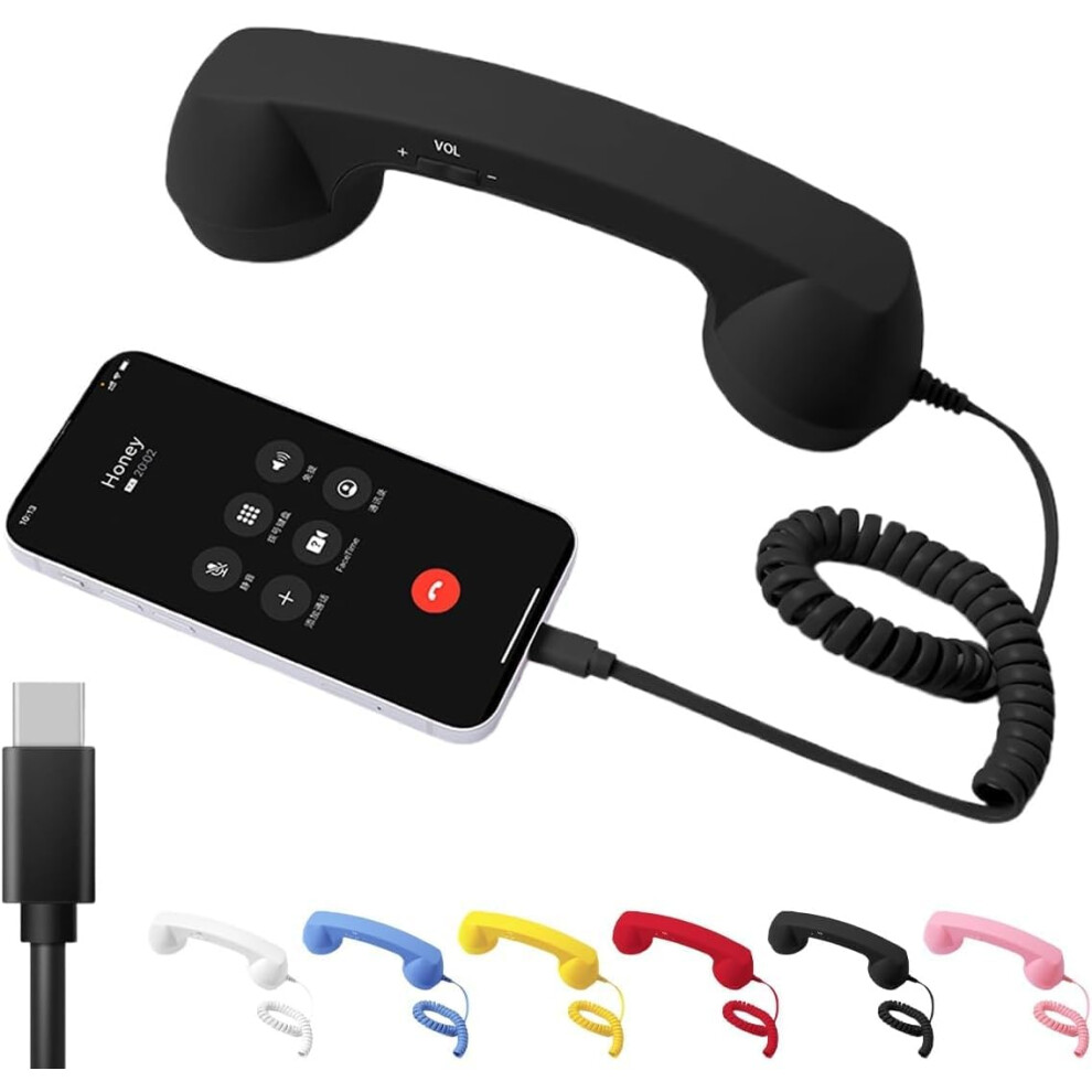 Retro Phone Handset Typec Wired With Noise Reduction Mic And Hd Sound For Smartphones 9001264098438