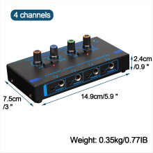 Amplificateur de casque 4 canaux, amplificateur audio stéréo ultra-compact avec adaptateur secteur, amplificateur pour écouteurs 10 MHz, vert