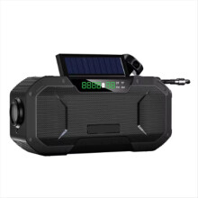 Hand Crank Solar Radio Bluetooth-Compatible Speaker Emergency LED Flashlight Power Bank Audio Device Black