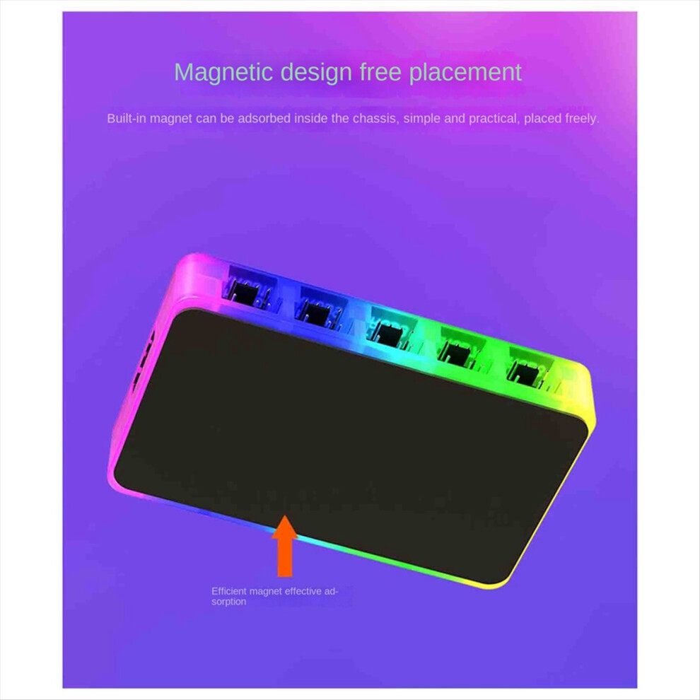 1 To 10 Chassis Hub - Magnetic Base With Remote Control For Argb And Pwm Fans, Synchronization Computer Case Light 4853066901394