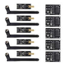 NRF24L01+PA+LNA Funkmodul mit Antenne für bis zu 1100 Meter Reichweite, inklusive 5er-Set NRF24L01 Funkmoduladapter