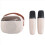 Karaokemachine voor kinderen, draagbare Bluetooth-luidspreker met 2 draadloze microfoons, beige-wit 4