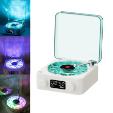 Vintage Bluetooth Speaker and Portable Vinyl Record Player with 360 Sound and Lighting Modes