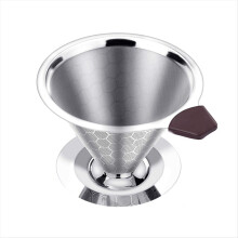 Filtro de café coado reutilizável em aço inoxidável para cafeteira de gotejamento, com filtros de malha cônica para 1 a 4 xícaras.