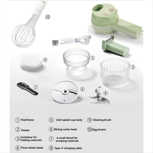 4-in-1 Handheld Electric Vegetable Cutter Set Wireless Mini Food Processor with One-Touch Cleaning 1