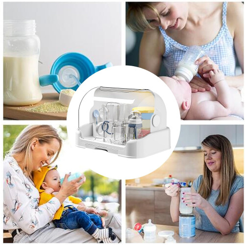 Babies Bottle Drying Rack Dustproof Bottle Storage Durable Toddler Bottle Storage With Removable Drip Tray White With Bracket 2