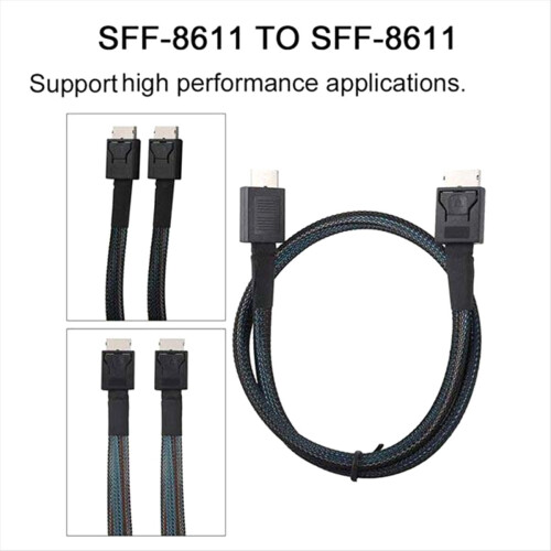 PCIE4.0 MINI SAS Cable 24Gbps Oculink Data Extension Cable SFF-8611 to SFF-8611 Server Data Transfer Line (0.5m) 2