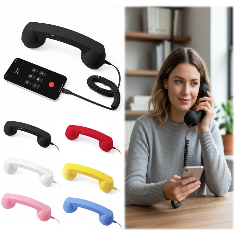 Retro Typec Phone Handset With Noise Reduction Mic, Hd Audio, Vintage 90S Style For Iphone Android 9001264099664
