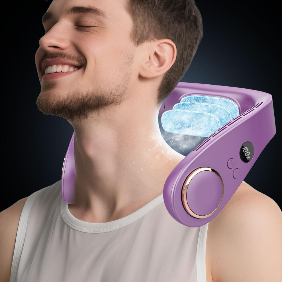 Neck Air Conditioner With Instant Cold Plate Cooling, Wearable Bladeless Rechargeable Fan For Hot Weather 9001264099381
