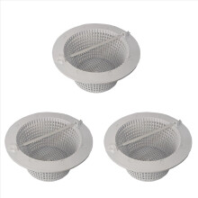 Conjunto de 3 cestos de plástico universais de substituição para skimmer de piscinas acima do solo.