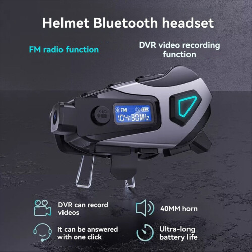 Intercomunicador para capacete de motocicleta K10 com Bluetooth 5.4 FM, à prova d'água IPx8, com DVR e visor LCD. 1