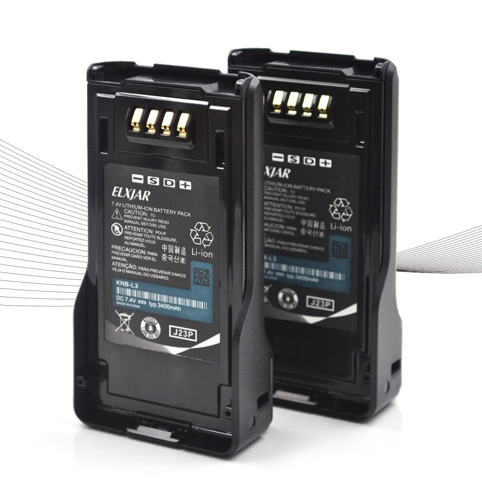 2Pack 7.4V 3400Mah Liion Replacement Battery For Kenwood Two Way Radios Nx5200 Nx5300 9426802916126
