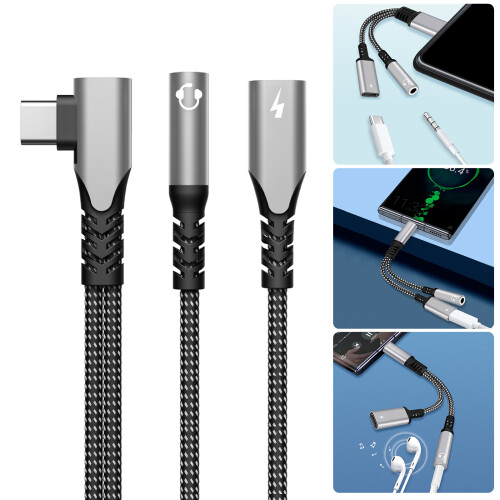 Type C naar 3,5 mm hoofdtelefoongeluidsadapter met 60 WPD-Rood 2