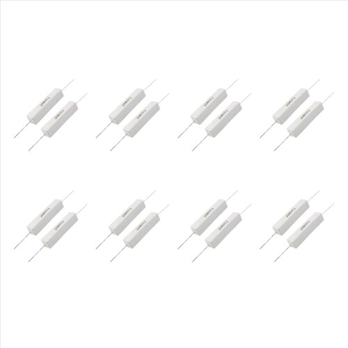 16 Pcs Wire Wound Ceramic Cement Resistor 8 Ohm 20W 5%