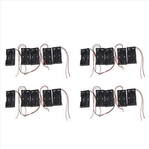 Caja portapilas negra con cables, 2 x 1,5 V AA