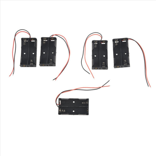 Caja portapilas negra con cables, 2 x 1,5 V AA 1