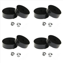 16x racefiets kurk stuur grip tape + 8 stuurdoppen - zwart