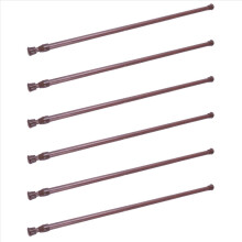 Varão extensível telescópico com mola para cortina de voile, 6 unidades, 55-90 cm, cor madeira.