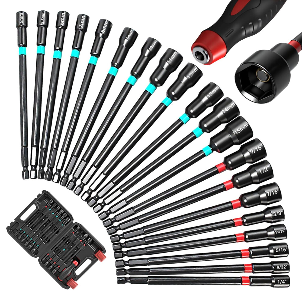 21Piece Magnetic Nut Driver Set Sae And Metric, Chrome Vanadium, Nonslip Grip, Impact Ready 9001264099633