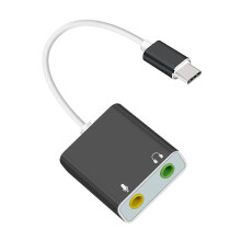 USB-geluidsadapter, externe geluidskaart voor pc en-Zwart Type C