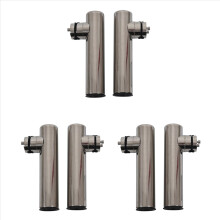 Conjunto de 6 suportes de vara de pesca em aço inoxidável para barcos, com fixação em tubos de 7/8" a 1", ajustáveis.