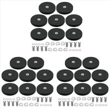 24er-Packung Neodym-Magnete mit Gummibeschichtung, Ø 43 mm, kratzfest, M6-Außengewinde, schwarz