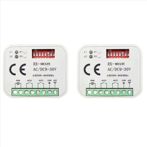 2X Garage Door Voice Remote Control Receiver 2 CH Controller Switch for Transmitter RX Multi Frequency 300-900MHz