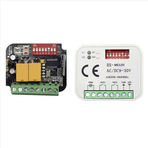 2X Garage Door Voice Remote Control Receiver 2 CH Controller Switch for Transmitter RX Multi Frequency 300-900MHz 1