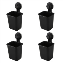 4er-Pack Saugnapf-Zahnbürstenhalter, Kunststoffhalterung, Zahnpasta-Aufbewahrungsbox für Küche, Bad und Toilette, Schwarz