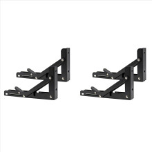 Conjunto de 4 suportes dobráveis para mesa, prateleira e autocaravana, com acabamento preto, em aço inoxidável.