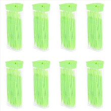 400 Pcs Plastic Toothpicks 2 Way Tooth Picks Interdental Brush Cleaners Portable Box Random Color