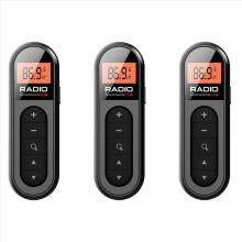 3X Mini Pocket FM Radio Rechargeable Portable 76-108MHZ Radio Receiver with Backlight LCD Display Wired 3.5mm Headphones