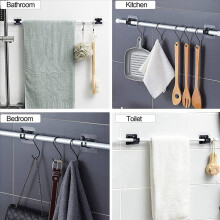 16PCS Self Adhesive Curtain Rod Bracket No Drill Curtain Rods Brackets Nail Free Adjustable Hooks Storage Hooks Clamp