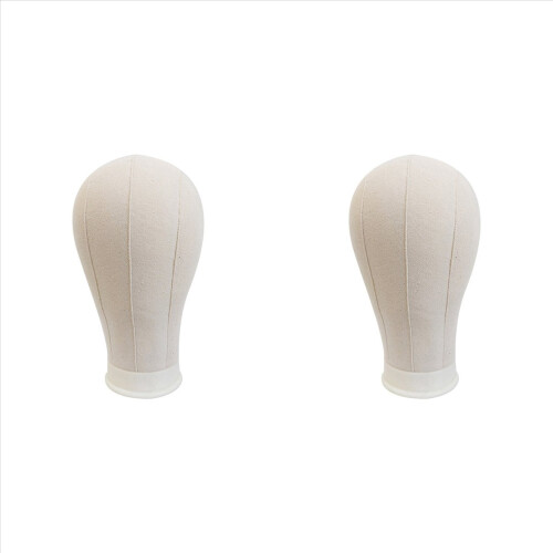2 cabeças de manequim de lona de 23 polegadas para confecção e exibição de extensões de cabelo, perucas e penteados.