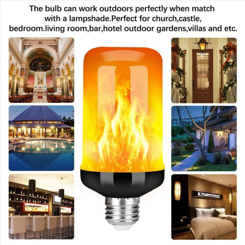 5X LED Flame Effect Light Bulb E27,Decorative Flickering Realistic Fire Lights Bulb,Festival Decoration Lamp,Black-B 2