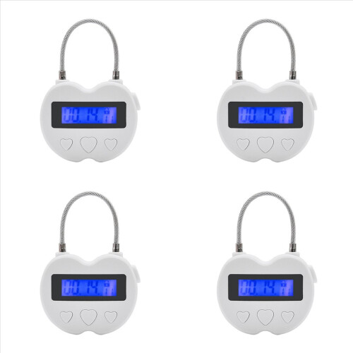 4X Smart Time Lock LCD Display Time Lock Multifunction Electronic Timer, USB Rechargeable Temporary Timer Padlock