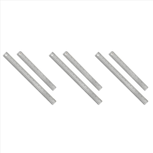 Régua de metal com base de cortiça (6 unidades): (30 + 45 cm) Régua de aço inoxidável antiderrapante com marcações em polegadas e centímetros