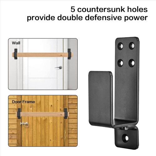 Door Brackets,6 Pack Drop Open Bar Holder for Home Security, 2X4 Bar Brackets Prevent Unauthorized Entry 2