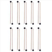 20Pcs Soft Rubber Head Sticks Wood Handle Bell Mallets for Glockenspiel Xylophone Bell Music Instruments Parts Black