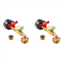 2X QCC1 Propane Refill Elbow Adapter with Propane Tank Gauge,90 Degrees Propane Refill Adapter with ON-Off Control Valve