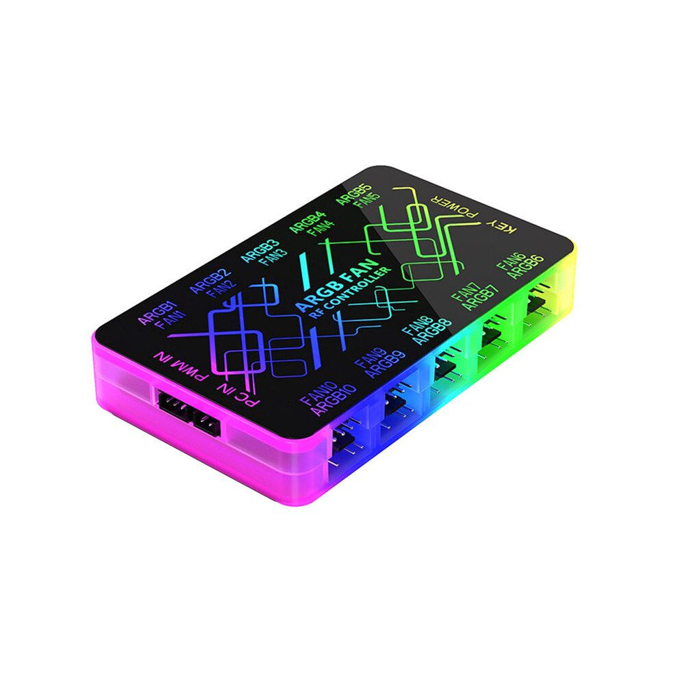 1 To 10 Chassis Hub - Magnetic Base With Remote Control For Argb And Pwm Fans, Synchronization Computer Case Light 4713915356181