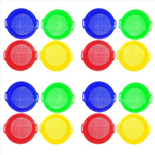 16-teiliges Sandsieb-Set (rot, blau, gelb, grün) für Kinder – ideal für den Strand.