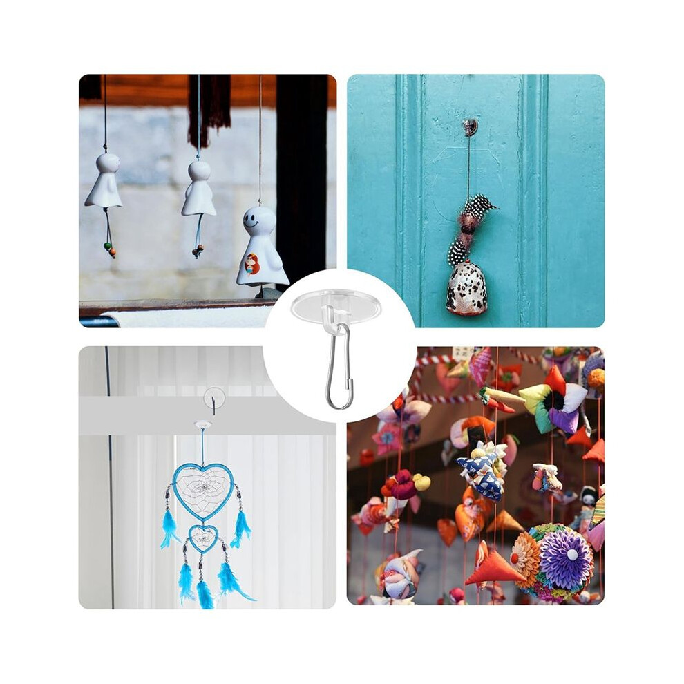 200Pcs Self-Adhesive Ceiling Hooks For Hanging, Round Suction Cup Plate Removable Transparent No-Drill Wall Hangers Disc 6132555198889